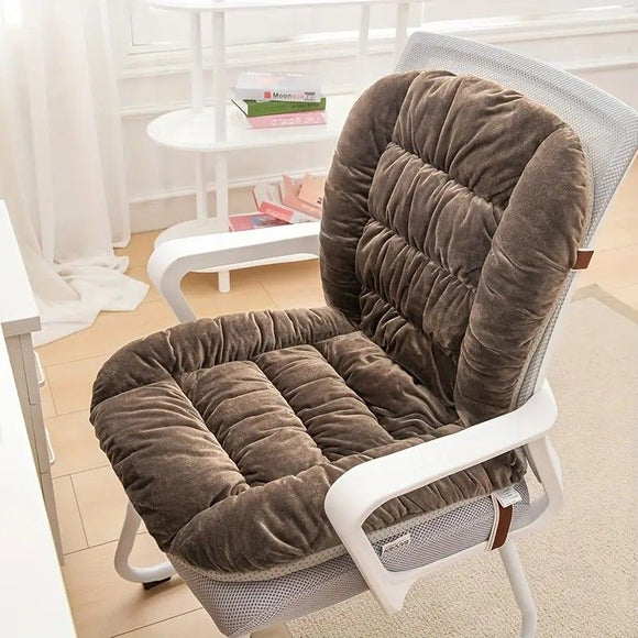 Winter Thick Fleece Seat & Back Cushion Set - 90cm Sofa Office Chair Warmer （wine red）