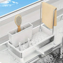 No Drill 360° Rotating Drain Sponge Holder with Tray Kitchen Sink Organizer(WHITE)-1