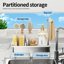 No Drill 360° Rotating Drain Sponge Holder with Tray Kitchen Sink Organizer(GREY)-9