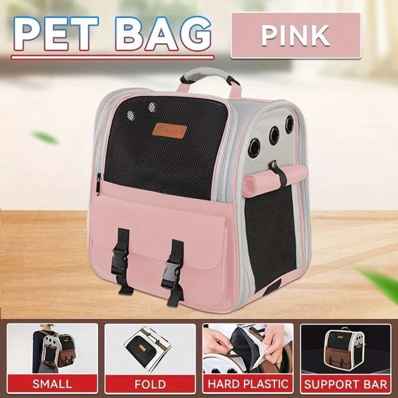 Cat Backpack Carrier - Lightweight, Foldable, Shape-Retaining Travel Bag for Cats and Small Dogs up to 8kg(Milk coffee color)