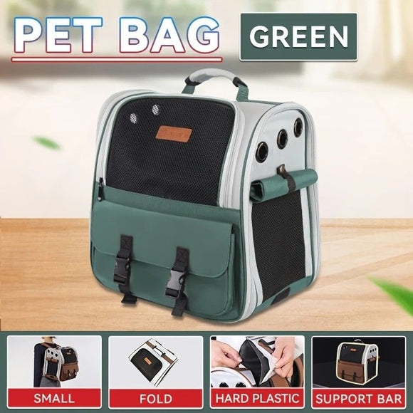 Cat Backpack Carrier - Lightweight, Foldable, Shape-Retaining Travel Bag for Cats and Small Dogs up to 8kg(Sakura powder)