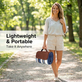 Double-layer Nylon Picnic Mat High-density Waterproof Base + Nylon Padding Lightweight Foldable with Carry Handle Machine Washable & Easy Care  Ideal for Beach Camping Park Outdoor Picnics(200*200CM) - 0