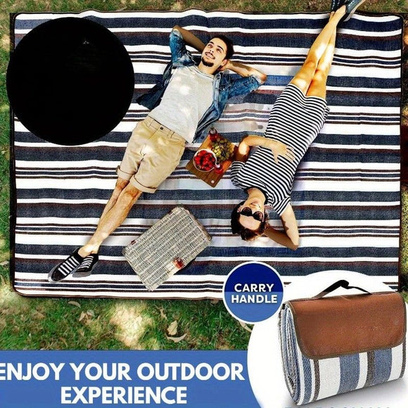 Double-layer Nylon Picnic Mat High-density Waterproof Base + Nylon Padding Lightweight Foldable with Carry Handle Machine Washable & Easy Care  Ideal for Beach Camping Park Outdoor Picnics(200*200CM)