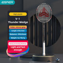 ESPER V-1 Thunder Wedge 5U Ultra-Light Badminton Racket, 30T Graphene Carbon Fiber, 6.8mm Slim Shaft, Balanced Offense and Defense, Lightweight Recreational Racket.(silver gray)-1
