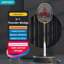 ESPER V-1 Thunder Wedge 5U Ultra-Light Badminton Racket, 30T Graphene Carbon Fiber, 6.8mm Slim Shaft, Balanced Offense and Defense, Lightweight Recreational Racket.(silver gray)-8
