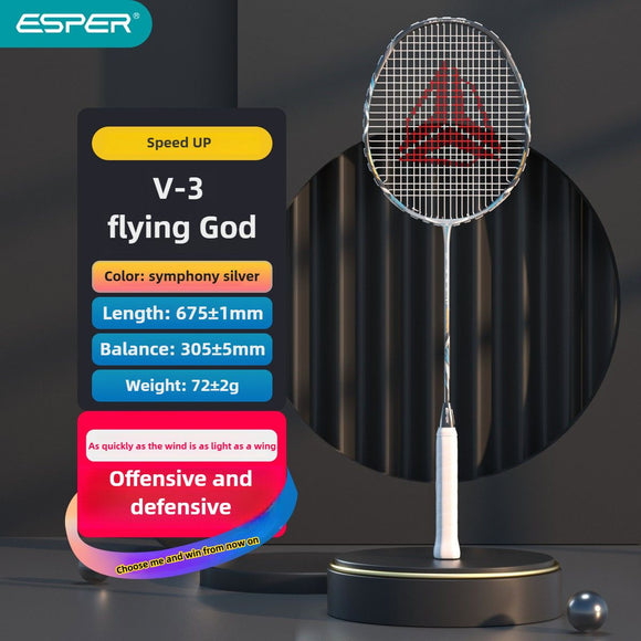 ESPER V3 Badminton Racket 72g Ultra-Light 6U Graphene Carbon All-Around Professional Match Training Durable Stylish Racket(Phantom violet)