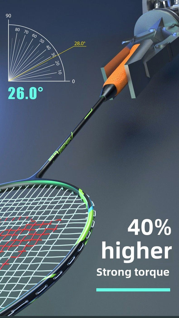ESPER V4 Badminton Racket 82g Lightweight 4U Full Carbon Fiber All-Around Professional Match Training Durable Stylish Racket(Fluorescent yellow-green)