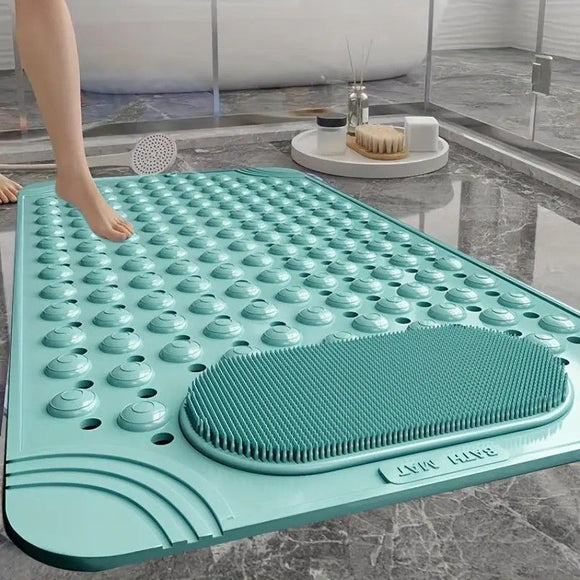 Anti-Slip Massage Shower Mat with Suction Cups Foot Spa Bathroom Mat(BLUE)