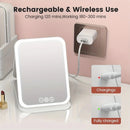 LED Makeup Mirror with Lights, 3 Color Modes Touch Control, Rechargeable Travel Vanity Mirror(WHITE)-12