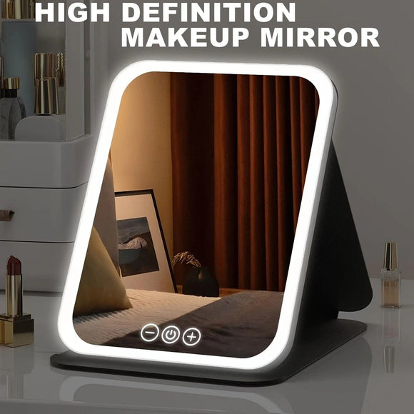 LED Makeup Mirror with Lights, 3 Color Modes Touch Control, Rechargeable Travel Vanity Mirror(WHITE)