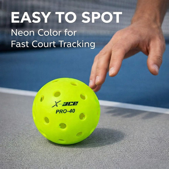 6Pcs X-ACE PRO-40 Outdoor Pickleball Balls, Official 40-Hole Tournament Standard Pickle Balls for Outdoor Hard Court Training & Competition