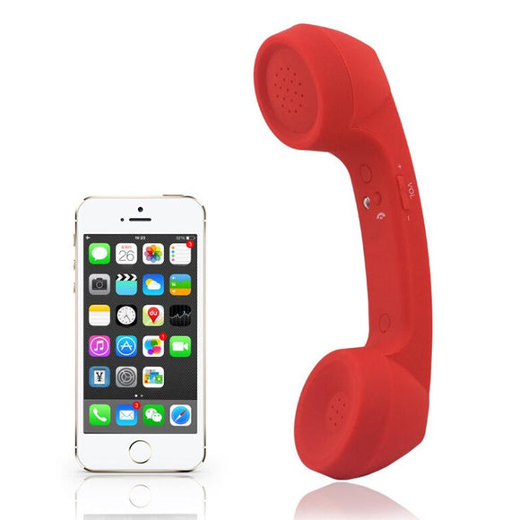 Handheld Retro Wired Telephone Handset with Microphone for Smartphones PC Red