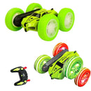 2.4 GHZ Remote Control Stunt Car 4WD Double Sided Rotating Crawler with Headlights Blue-9