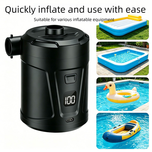 Outdoor Camping Digital Electric Air Pump, 5200mAh Built-in Battery, for Air Mattresses and Swim Rings - Orange