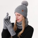 Women's Fashionable Winter 3-Piece Set: Knit Hat, Scarf, and Gloves.  A must-have for outdoor skiing and cycling—Gray-1