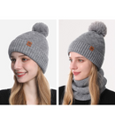 Women's Fashionable Winter 3-Piece Set: Knit Hat, Scarf, and Gloves.  A must-have for outdoor skiing and cycling—Gray-2