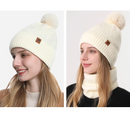 Women's Fashionable Winter 3-Piece Set: Knit Hat, Scarf, and Gloves.  A must-have for outdoor skiing and cycling - Off-White-2