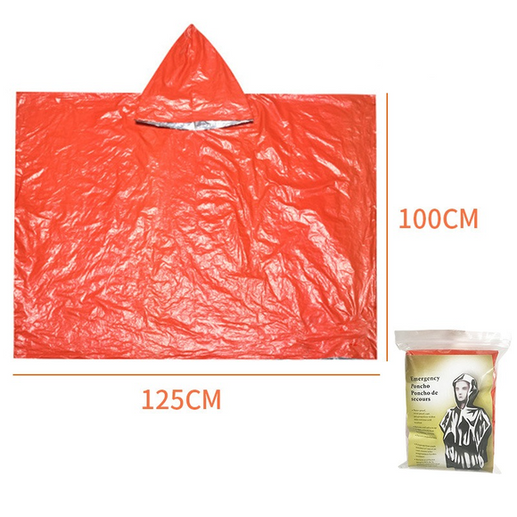 Outdoor Emergency Waterproof Insulated Raincoat, Portable Folding Camping and Hiking Cold-Weather Raincoat – Orange