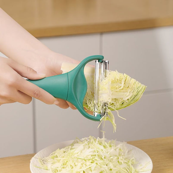 Dual Blade Vegetable Peeler & Cabbage Shredder, 2 in 1 Stainless Steel Julienne Slicer for Cabbage, Carrot, Potato, Fruit Salad Making