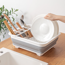 Multi Compartment Plastic Kitchen Utensil Holder, Foldable Dish Drain Basket for Bowl Plate Cup Chopsticks Storage-2