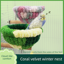 2-in-1 Parrot Perch Warm Bed Nest, Coral Fleece Hanging Bird Cage Sleeping Hut for Budgies, Cockatiels, Lovebirds, and Small Parrots – Winter Warm House - Blue-2