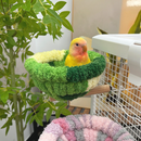 2-in-1 Parrot Perch Warm Bed Nest, Coral Fleece Hanging Bird Cage Sleeping Hut for Budgies, Cockatiels, Lovebirds, and Small Parrots - Winter Warm House - Green-7