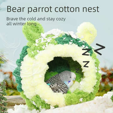 Thick Coral Fleece Winter Bird House with Plastic Frame & Metal Screw Hook for Budgies and Cockatiels - Assorted Colors - 0