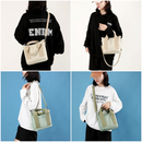 Multi-Compartment Canvas Tote Bag, 3-Way Handheld, Crossbody, and Shoulder Bag with Adjustable Strap for Daily Work and Shopping - Pink-7