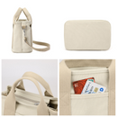 Multi-Compartment Canvas Tote Bag, 3-Way Handheld, Crossbody, and Shoulder Bag with Adjustable Strap for Daily Work and Shopping - Black-4
