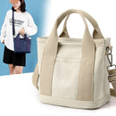 Multi-Compartment Canvas Tote Bag, 3-Way Handheld, Crossbody, and Shoulder Bag with Adjustable Strap for Daily Work and Shopping - Khaki-1