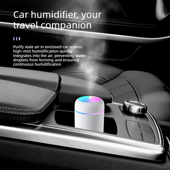 Mini Colorful Cup Humidifier, 300ml Portable USB Cool Mist Humidifier with 7-Color Night Light, for Car, Bedroom, Desk, and Office - Pink