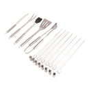 20pcs Barbecue Utensils Food Grade Stainless Steel Skewer Fork Knife BBQ Tool Set for Camping Hiking-12