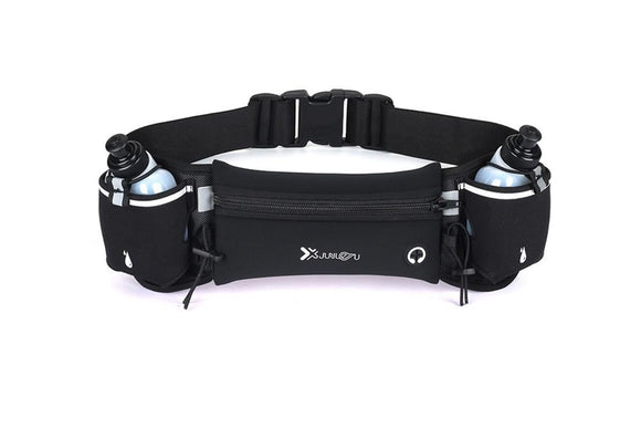 Hydration Running Belt with 2 Water Bottles and Phone Pouch for Marathon Hiking - Green