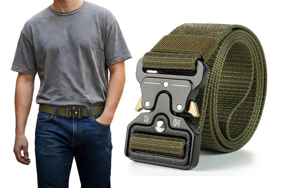 Nylon Tactical Belt Quick-Release for Outdoor Work Daily - Khaki