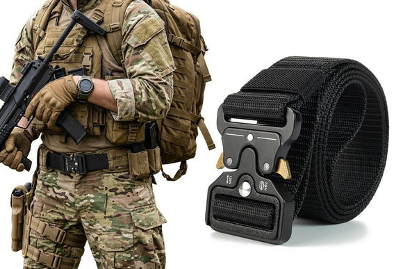 Nylon Tactical Belt Quick-Release for Outdoor Work Daily - Khaki