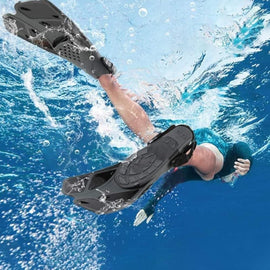 Pair of Snorkel Fins Diving Swim Fins Adjustable Open Heel Swimming Barefoot Flippers Black - S - 0