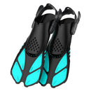Pair of Snorkel Fins Diving Swim Fins Adjustable Open Heel Swimming Barefoot Flippers Cyan - S-1