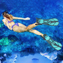 Pair of Snorkel Fins Diving Swim Fins Adjustable Open Heel Swimming Barefoot Flippers Cyan - L-3