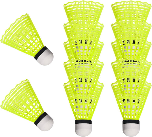Durable Nylon Badminton Shuttlecocks Indoor Outdoor Training Recreational Yellow 12 Pack