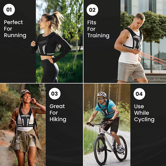 Reflective Running Vest One Size Mesh Lightweight Adjustable Breathable with Phone Pocket 1pc