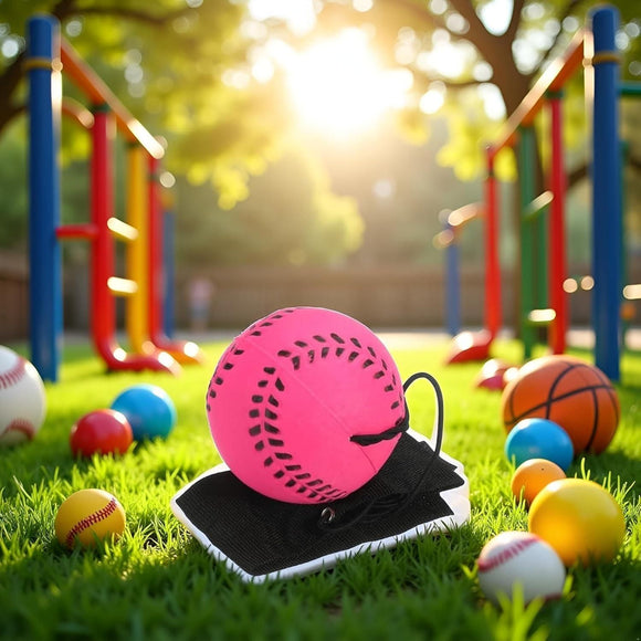 Rubber Wrist Elastic Ball Rope Swing Return Ball Exercise Reaction Rebound Ball Rose Red 1pc