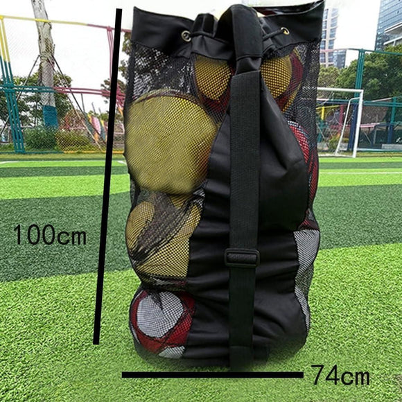 1pc Ball Storage Bag Black L Mesh Net Bag for Basketball Football Volleyball