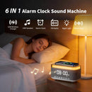 15W Fast Wireless Charging Alarm Clock with Bluetooth Speaker, White Noise Mochine & RGB Night Light, 6-in-1 Digital Bedside Alarm Clock Radio for Bedroom, Grey-2