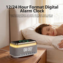 15W Fast Wireless Charging Alarm Clock with Bluetooth Speaker, White Noise Mochine & RGB Night Light, 6-in-1 Digital Bedside Alarm Clock Radio for Bedroom, Grey-3