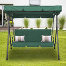 Milano Outdoor Swing Bench Seat Chair Canopy Furniture 3 Seater Garden Hammock - Dark Green-2
