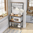 Industrial Kitchen Baker's Rack with Storage Shelves 10 Hooks and Metal Mesh Shelf 84 x 40 x 170 cm Rustic Brown-3