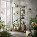 Clothing Garment Rack on Wheels with 5-Tier, Industrial Pipe Style, Rustic Brown-8