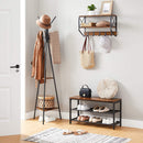 Black Coat Rack Stand Industrial Style 2 Shelves Clothes-2