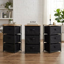 CARLA HOME 3 Drawer Fabric Storage Dresser - Steel Frame - Black - Storage Rack - Rustic-8