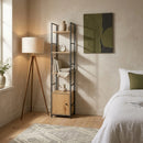 CARLA HOME 5 Tier Bookshelf with Cabinet - Brown - Storage Cabinet - Rustic - Steel-6